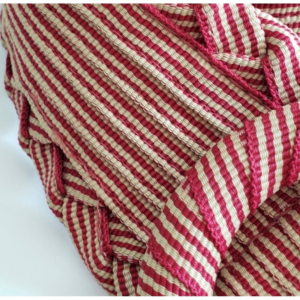 Buji Baja Red & White Striped Cotton Belt With Circular Buckle - Picture 6 of 7